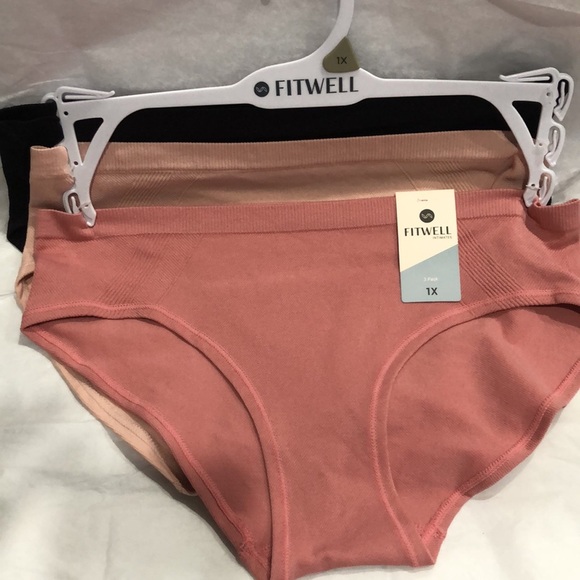 Fitwell Intimates 3pack stretch ribbed black nude mauve pink‎ underwear size 1X - Picture 9 of 12